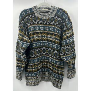 VTG Gaeltarra Ireland Pure New Wool Sweater Small Fair Isle Geometric Grandpa